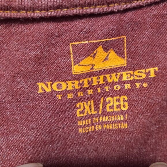 Northwest Territory Mens 2 XL Short Sleeve Burgundy/Salmon T- Shirt - Picture 2 of 6
